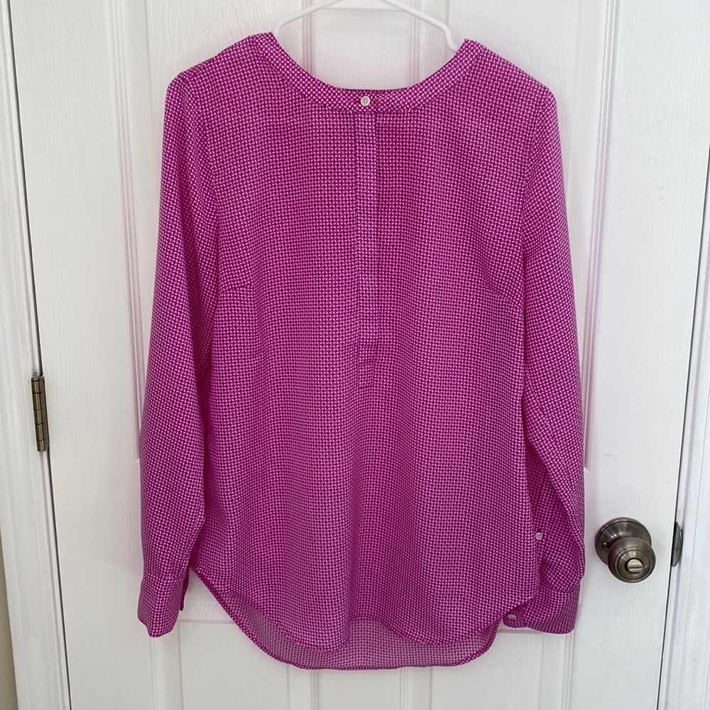 J. Crew pink and white long sleeve tunic blouse S